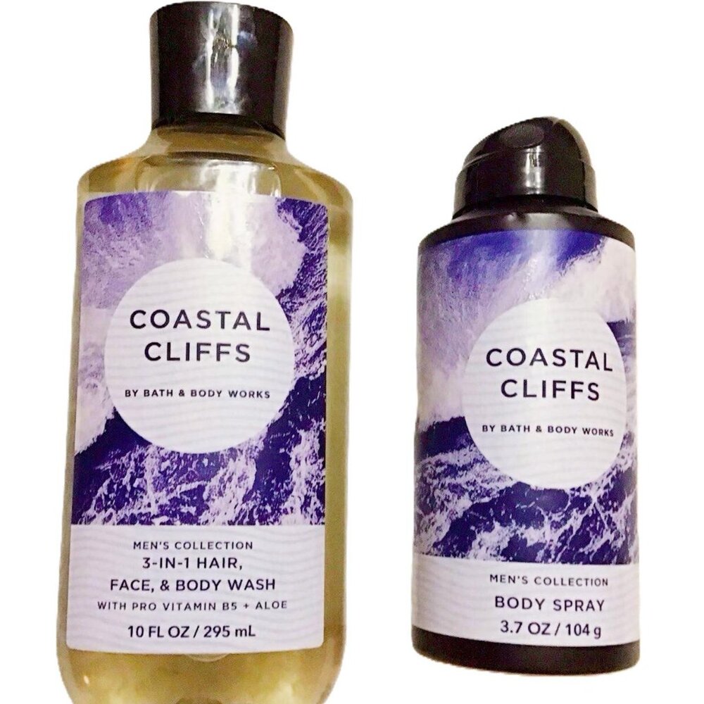 Bath and Body Works Coastal Cliffs 3 in 1 Hair, Face, Body Wash & Body Spray x 2